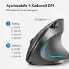 Coverzone Ergonomik Dikey Kablosuz Mouse, 2.4 GHz USB Alıcı ve Bluetooth Bağlantılı, Type-C Şarjlı, 6 Tuşlu, Ayarlanabilir DPI, Windows Mac Linux Uyumlu | 7043 Siyah