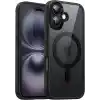Minesk iPhone 17 için SUPER-CRYSTAL Magsafe ile Uyumlu Kılıf Arkası Kristal Berraklığında Cam Görünüm Kenarları Darbe Emici Silikon Hybrid Kılıf (Siyah, 17)