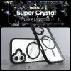 Minesk iPhone 17 için SUPER-CRYSTAL Magsafe ile Uyumlu Kılıf Arkası Kristal Berraklığında Cam Görünüm Kenarları Darbe Emici Silikon Hybrid Kılıf (Siyah, 17)
