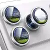 Minesk iPhone 16 Pro-16 Pro Max/17 Pro-17 Pro Max ile Uyumlu Kolay Kurulum Aparatlı Alüminyum Alaşım Çerçeveli ve 9H Sertliğinde Temperli Camlı Lens Koruyucu (Gümüş, Lens Glass)