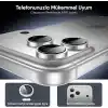 Minesk iPhone 16 Pro-16 Pro Max/17 Pro-17 Pro Max ile Uyumlu Kolay Kurulum Aparatlı Alüminyum Alaşım Çerçeveli ve 9H Sertliğinde Temperli Camlı Lens Koruyucu (Gümüş, Lens Glass)