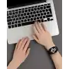 Minesk Apple Watch için Uyumlu Bilek Kalınlığına Göre Ayarlanabilir Yumuşak Kumaşlı ve İnce Görünümlü Dayanıklı Sık Dokuma Kumaş Kordon