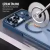 Babilden iPhone 17 Pro Max İçin Kılıf Kamera Korumalı Magsafe İle Uyumlu Kablosuz Şarj Özellikli Mat Şeffaf Renkli Standlı Lens Hediyeli Telefon Kılıfı (Lacivert)