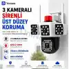 6MP Üç Kameralı WiFi Güvenlik Kamerası PTZ 355 Derece Dönebilen
