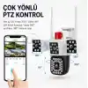 6MP Üç Kameralı WiFi Güvenlik Kamerası PTZ 355 Derece Dönebilen