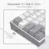 Redragon K617-RGB 16,8 Milyon RGB Aydınlatma, Red Switch Fizz%60 Q Türkçe Kablolu Mekanik Oyuncu Klavyesi Beyaz Gri