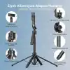 Coverzone Profesyonel Tripod ve Selfie Çubuğu, 360° Yapay Zeka Yüz Takibi, AI Hareketle Komut, 1/4 Vidalı, Canlı Yayın, Vlog, Fotoğraf, Uzaktan Kumandalı,160cm C17