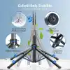 Coverzone Profesyonel Tripod ve Selfie Çubuğu, 360° Yapay Zeka Yüz Takibi, AI Hareketle Komut, 1/4 Vidalı, Canlı Yayın, Vlog, Fotoğraf, Uzaktan Kumandalı,160cm C17