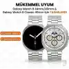 Rongep [Stainless Steell] Samsung Galaxy Watch 9/8 44mm/40mm/Classic 46mm ile Uyumlu Çelik Kordon [Kısaltma Aparatlı] Paslanmaya Dayanıklı Katlanır Tokalı Bakla Model Samsung Watch 9 Kordon