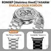 Rongep [Stainless Steell] Samsung Galaxy Watch 9/8 44mm/40mm/Classic 46mm ile Uyumlu Çelik Kordon [Kısaltma Aparatlı] Paslanmaya Dayanıklı Katlanır Tokalı Bakla Model Samsung Watch 9 Kordon