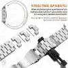 Rongep [Stainless Steell] Samsung Galaxy Watch 9/8 44mm/40mm/Classic 46mm ile Uyumlu Çelik Kordon [Kısaltma Aparatlı] Paslanmaya Dayanıklı Katlanır Tokalı Bakla Model Samsung Watch 9 Kordon