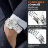 Rongep [Stainless Steell] Samsung Galaxy Watch 9/8 44mm/40mm/Classic 46mm ile Uyumlu Çelik Kordon [Kısaltma Aparatlı] Paslanmaya Dayanıklı Katlanır Tokalı Bakla Model Samsung Watch 9 Kordon