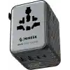 Minesk 45W GaN III Evrensel Seyahat Adaptörü, 200+ Ülke Uyumlu Uluslararası Priz Dönüştürücü (US/UK/EU/AUS) - 3 Type-C & 2 USB-A Port, 2 AC Çıkışı - 10A Çift Sigortalı Hızlı Şarj Cihazı