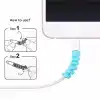 Ergonomik Silikon Spiral Yaylı Şarj Kablosu Koruyucu 4lü Set