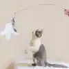 Eğlenceli Vantuzlu Zilli Kedi Olta Oyuncağı 2 Tüy Seti