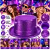 Simli Mor Glitter Silindir Parti Şapkası 1 Adet