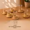 TCX 12 PARÇA ÇAY SETİ - BAMBU BARDAK ALTIĞI - ÇİFT CİDARLI CAM - 150 ML