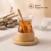 TCX 18 PARÇA BAMBU ÇAY SETİ - 6 ÇAY BARDAĞI - BOROSİLİKAT CAM