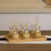 TCX 18 PARÇA BAMBU ÇAY SETİ - 6 ÇAY BARDAĞI - BOROSİLİKAT CAM