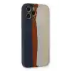 TCX  iPhone 12 Pro Max Kılıf Ebruli Lansman Silikon - Lacivert-Krem