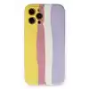 TCX  iPhone 12 Pro Max Kılıf Ebruli Lansman Silikon - Sarı-Mavi