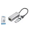 TCX Usb 3.0 & Type-C Ethernet Adaptör Gigabit - Gri HDX7863