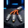 TCX USB Type-C, Lightning ve Micro USB Uyumlu 3ü 1 Arada Hızlı Şarj Kablosu
