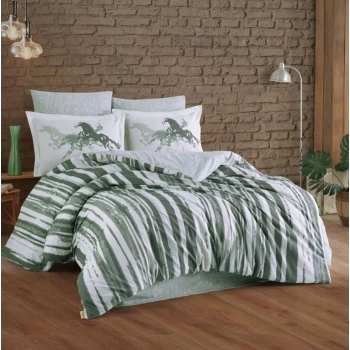 Çift Kişilik Poplin Nevresim Cascade Yeşil