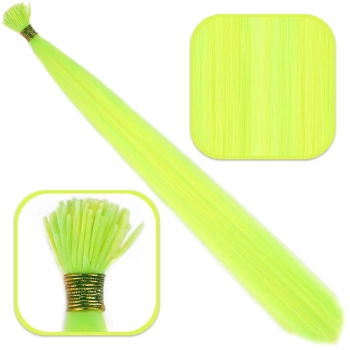 Fiber Sentetik Boncuk Kaynaklık Renkli Saç / Neon Sarı / 100 Adet