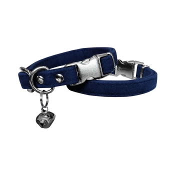 Kadife Çanlı Kedi Boyun Tasması 20-32 cm Lacivert