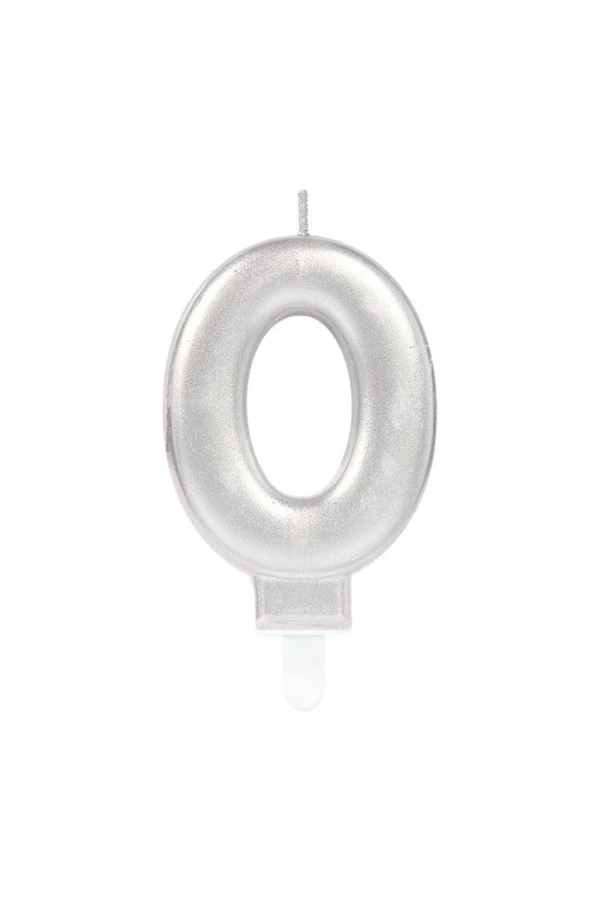 Bidebuvar 0 Rakamı Mum Gümüş Renk