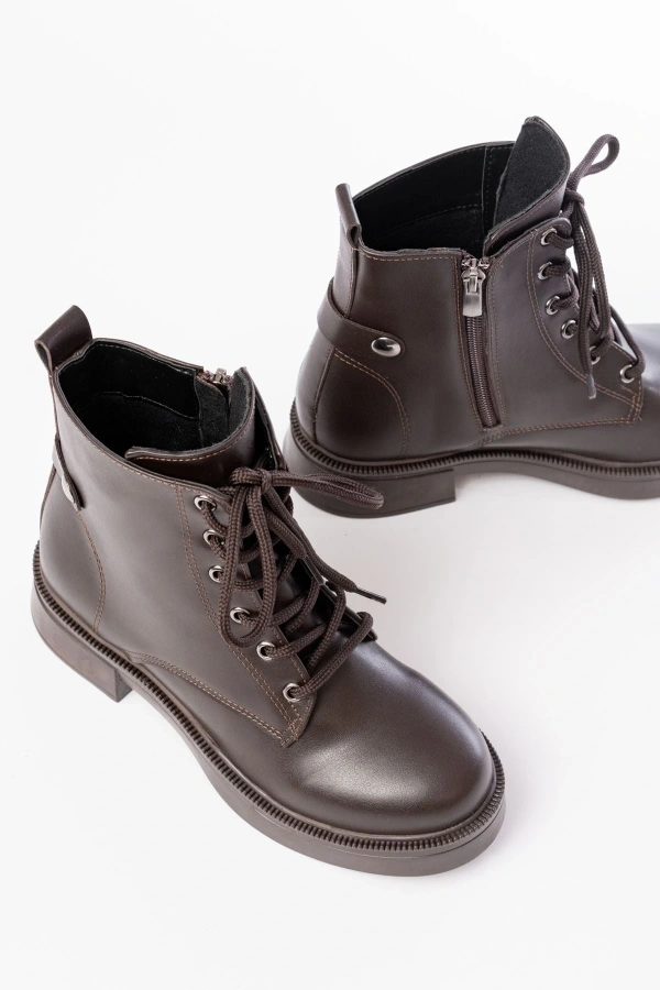 Bidebuvar 02-2003 Kahve Cilt Bağcıklı Fermuarlı Günlük Kadın Bot