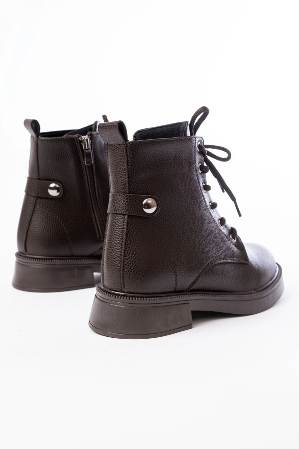 Bidebuvar 02-2003 Kahve Galata Bağcıklı Fermuarlı Günlük Kadın Bot