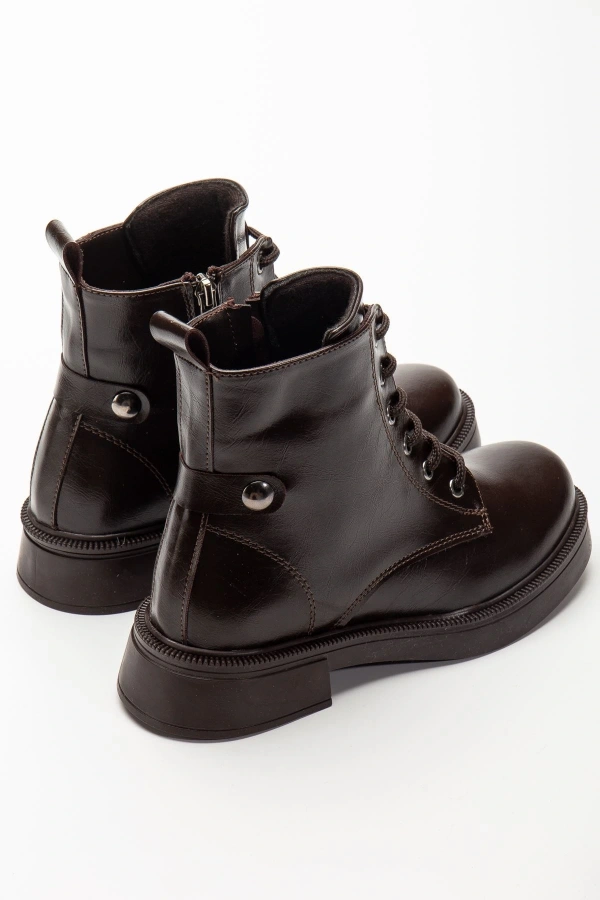 Bidebuvar 02-2003 Kahve Kırışık Rugan Bağcıklı Fermuarlı Günlük Kadın Bot