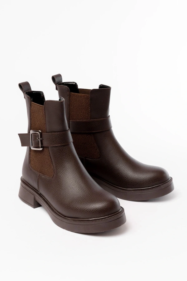 Bidebuvar 02-2004 Kahverengi Toka Aksesuarlı Lastikli Günlük Kadın Bot