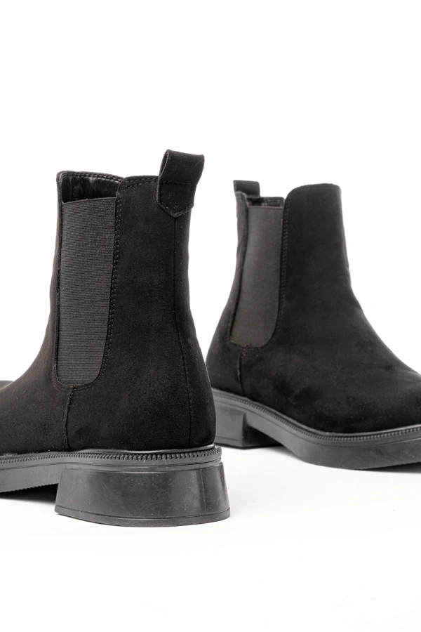 Bidebuvar 02-2137 Siyah Süet Lastikli Günlük Kadın Bot