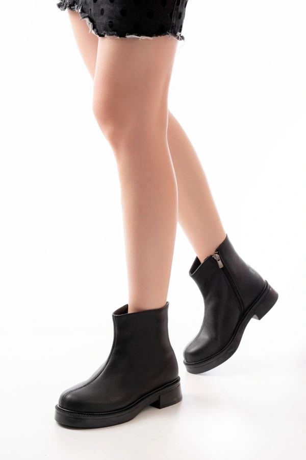 Bidebuvar 02-3033 Siyah Fermuarlı Günlük Kadın Bot