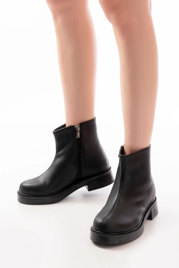 Bidebuvar 02-3033 Siyah Fermuarlı Günlük Kadın Bot