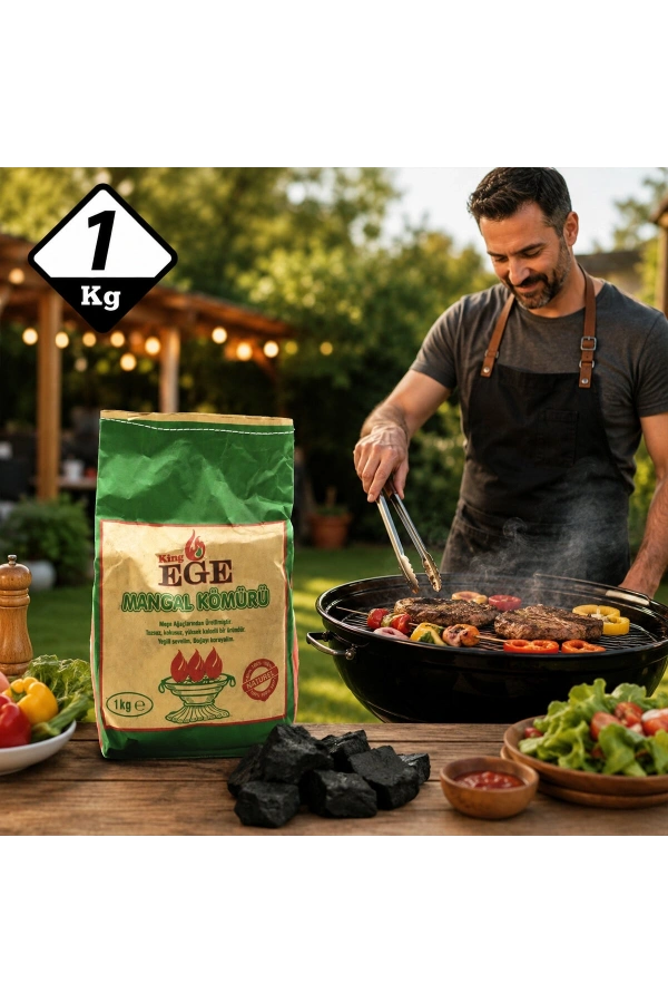 Bidebuvar 1 kg Mangal Kömürü - Çıra Hediyeli - Meşe Kömürü