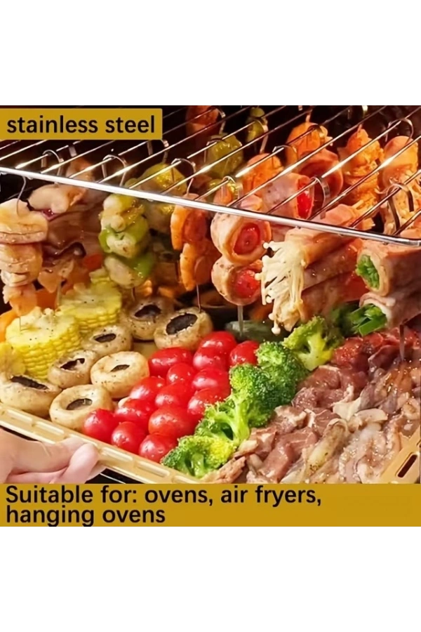 Bidebuvar 10lu Paslanmaz Çelik Şiş Seti (20 cm) - Airfryer & Mangal