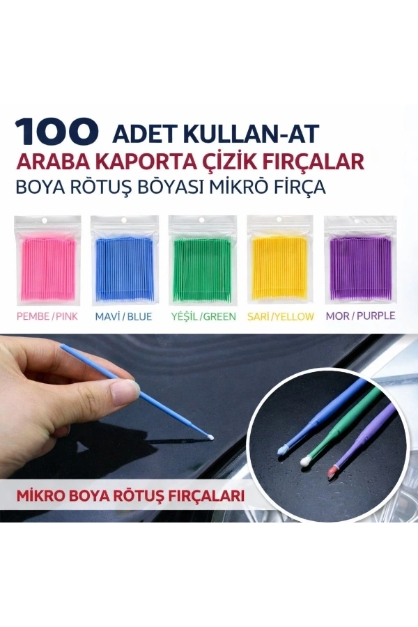 Bidebuvar 100’lü Mini Tek Kullanımlık Araba Rötuş Fırçası