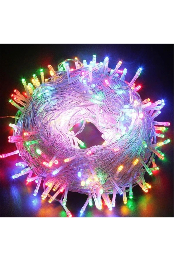 Bidebuvar 10m 100 Led Boncuk Lamba RGB Işık Şeffaf kablo