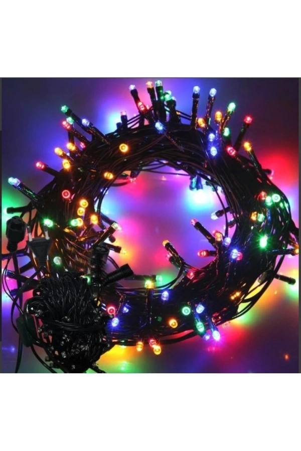 Bidebuvar 10m 100 Led Boncuk Lamba RGB Işık Siyah Kablo