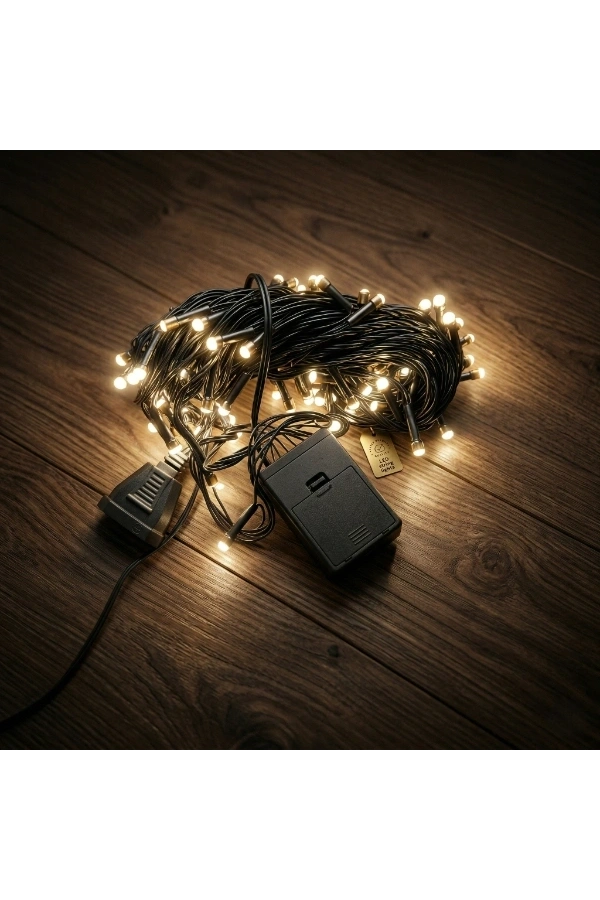 Bidebuvar 10m 100 LED Damla Uçlu Gün Işığı Siyah Kablo