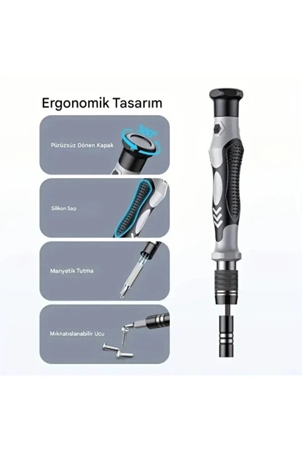 Bidebuvar 115 Parça Manyetik Uçlu Hassas Tornavida Seti