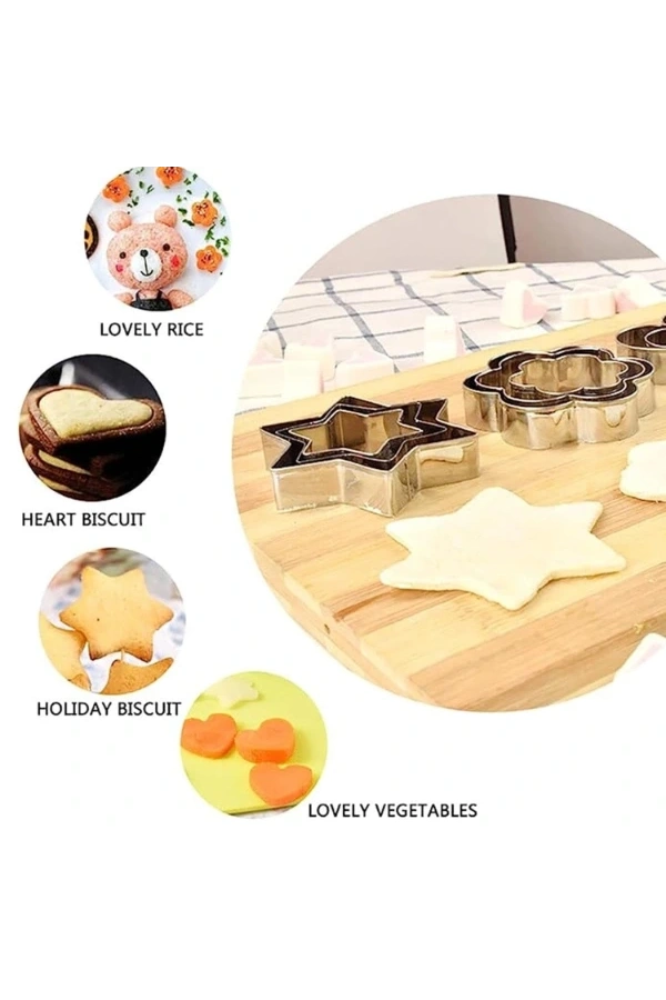 Bidebuvar 12 Adet Paslanmaz Çelik Kurabiye Kalıbı Seti