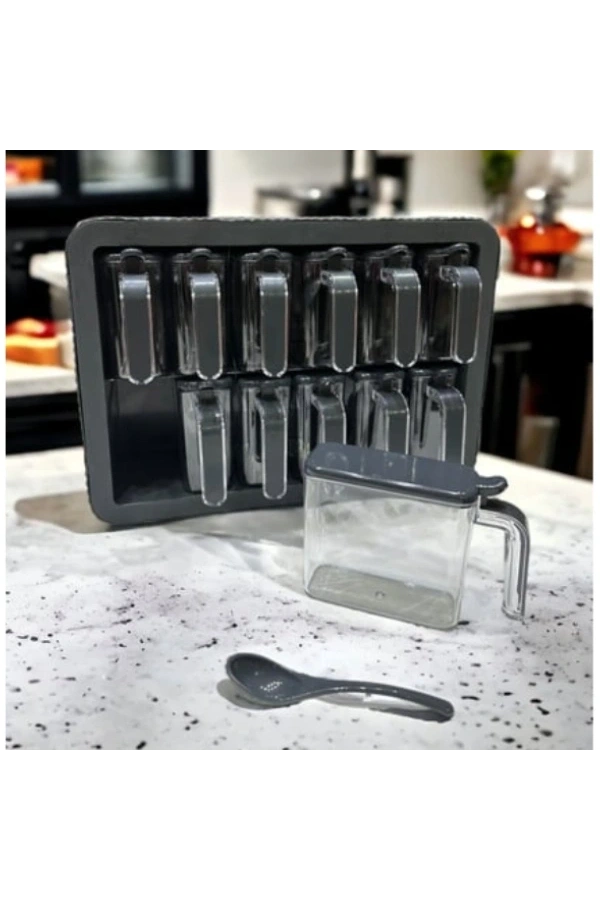 Bidebuvar 12li Standlı Kaşıklı Baharatlık Seti