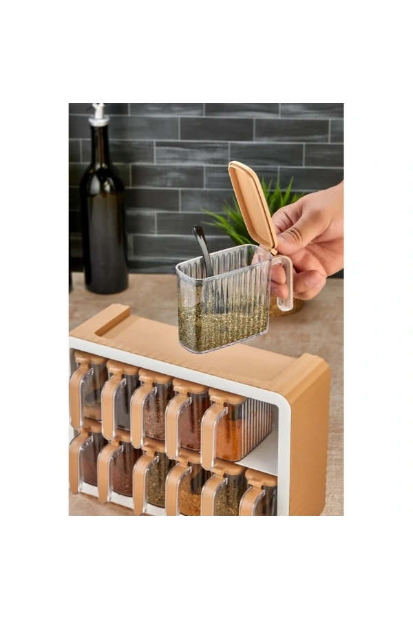 Bidebuvar 12li Standlı Kaşıklı Baharatlık Seti