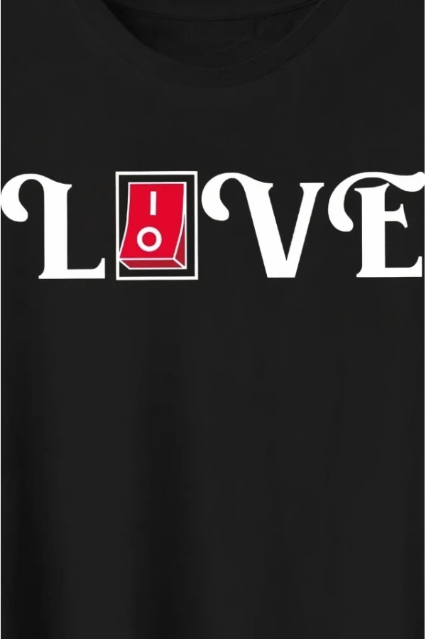 Bidebuvar 14 Şubat Sevgililer Günü Love Baskılı Oversize Bisiklet Yaka T-shirt - Siyah