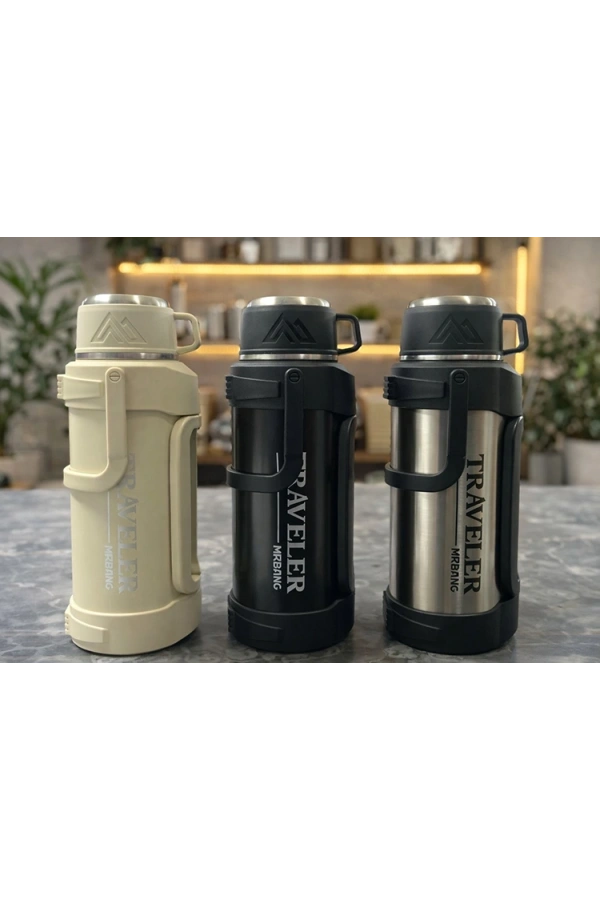 Bidebuvar 1600 ml Bardaklı Çift Katmanlı Vakumlu Paslanmaz Çelik Termos